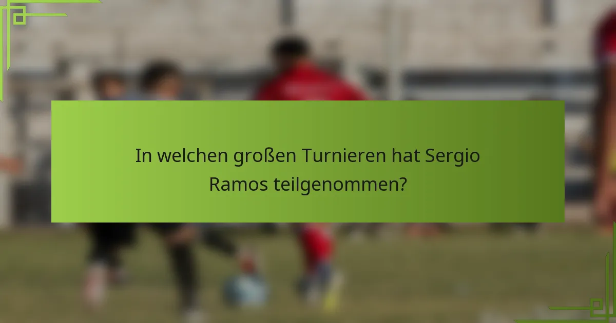 In welchen großen Turnieren hat Sergio Ramos teilgenommen?