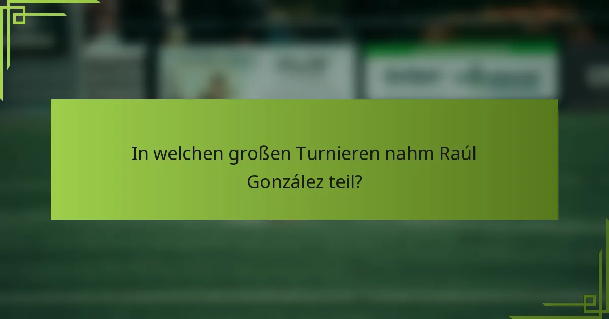 In welchen großen Turnieren nahm Raúl González teil?