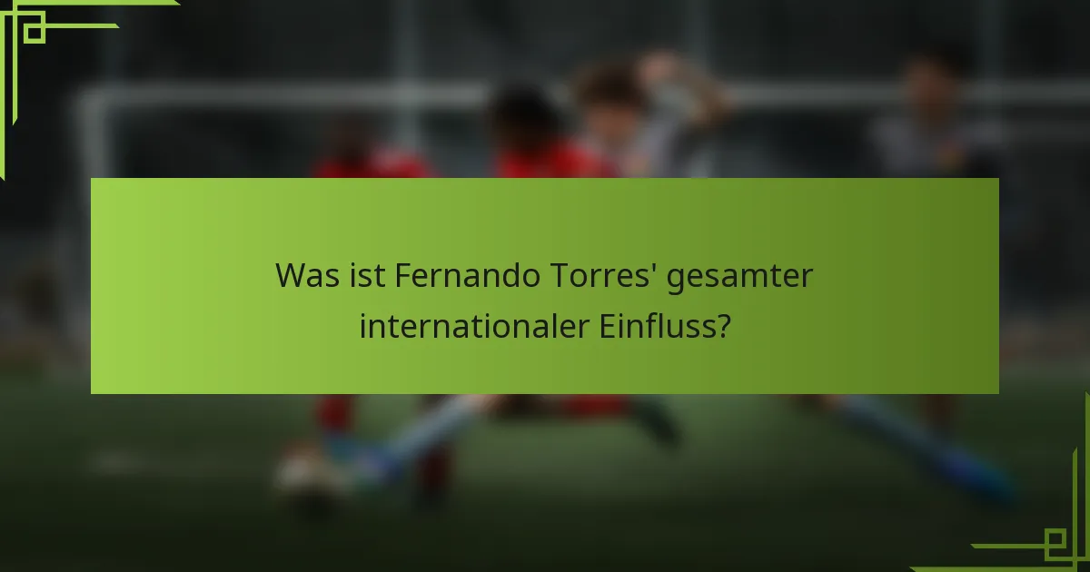Was ist Fernando Torres' gesamter internationaler Einfluss?