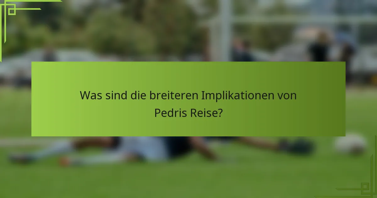 Was sind die breiteren Implikationen von Pedris Reise?