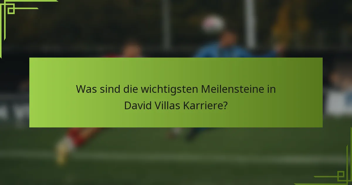Was sind die wichtigsten Meilensteine in David Villas Karriere?