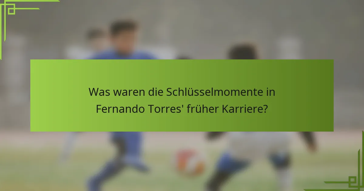 Was waren die Schlüsselmomente in Fernando Torres' früher Karriere?