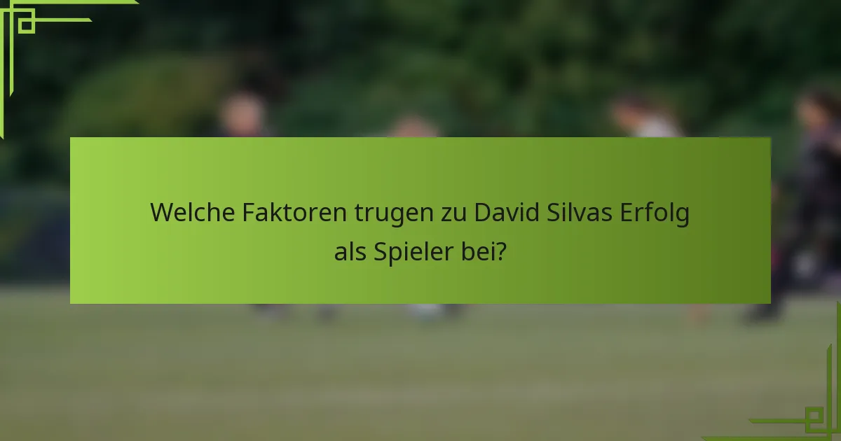 Welche Faktoren trugen zu David Silvas Erfolg als Spieler bei?