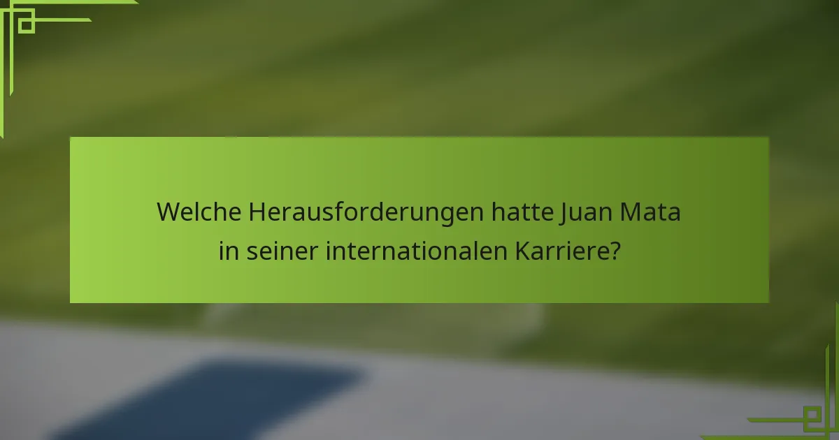 Welche Herausforderungen hatte Juan Mata in seiner internationalen Karriere?
