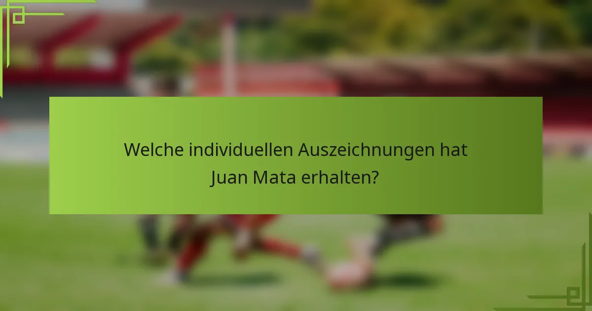 Welche individuellen Auszeichnungen hat Juan Mata erhalten?
