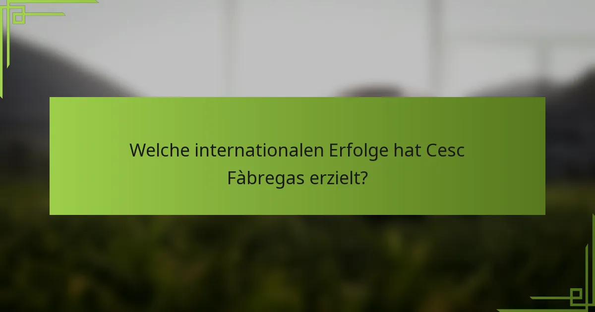Welche internationalen Erfolge hat Cesc Fàbregas erzielt?