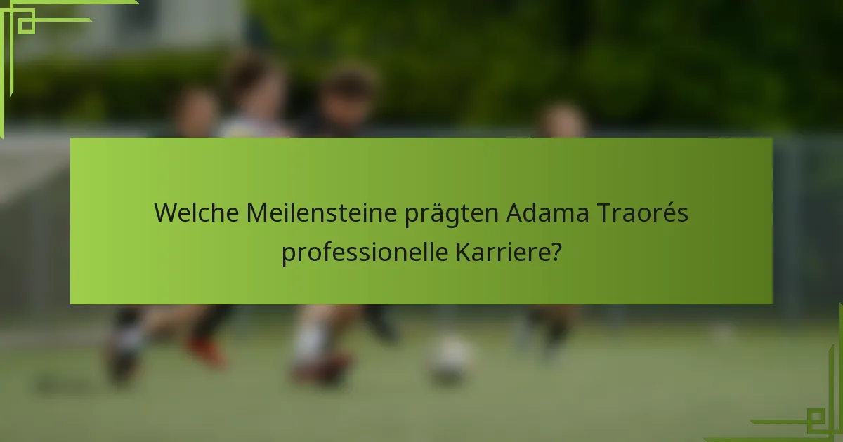 Welche Meilensteine prägten Adama Traorés professionelle Karriere?