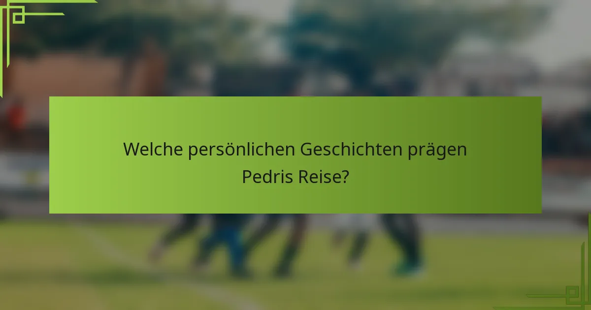 Welche persönlichen Geschichten prägen Pedris Reise?