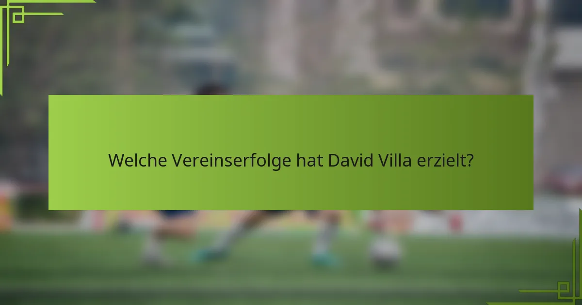 Welche Vereinserfolge hat David Villa erzielt?