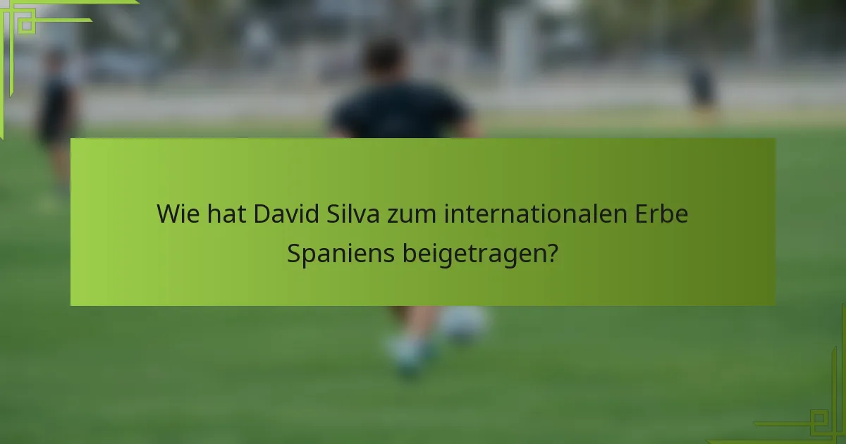 Wie hat David Silva zum internationalen Erbe Spaniens beigetragen?