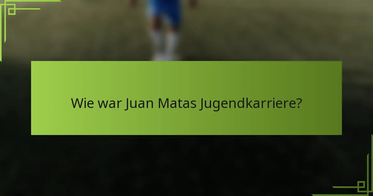 Wie war Juan Matas Jugendkarriere?